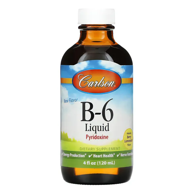 Carlson Labs Vitamina B6 Piridoxina Liquida 120 Ml Sabor Limonada De Bayas