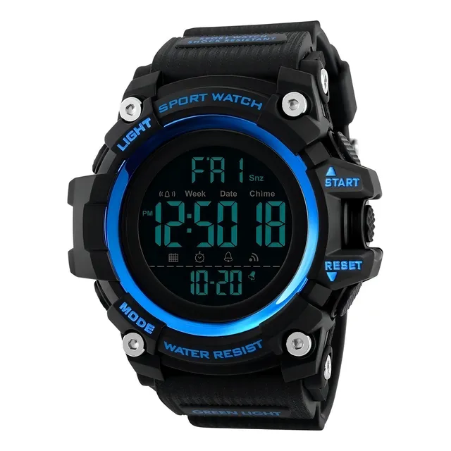 Reloj pulsera digital Skmei 1384 con correa de poliuretano color negro - bisel negro/azul