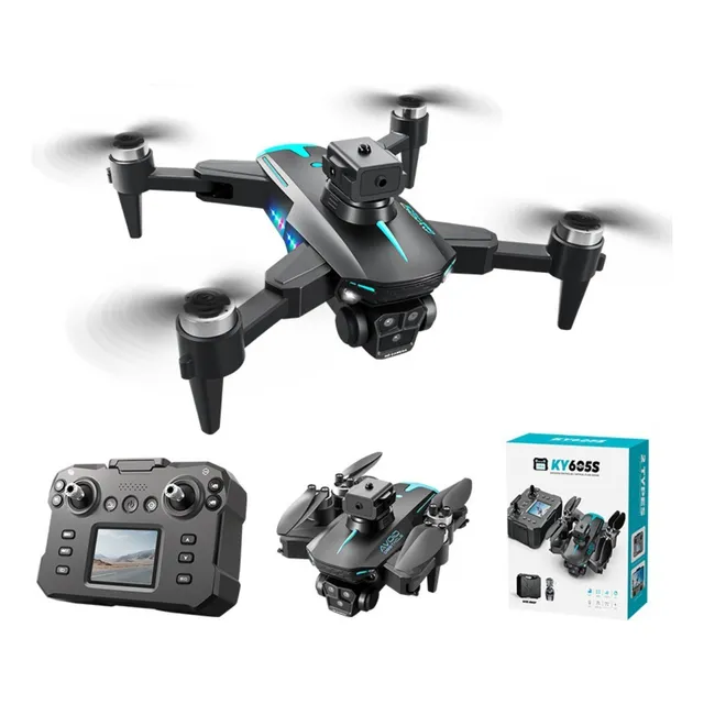 Drone Cuadricóptero Rc Con Pantalla Y Cámara,2 Baterías