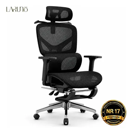 Cadeira De Escritório Ergonômica Giratoria Nr17 Malha Respirável Com Suporte Lombar Adaptável Apoio Para Pés Retrátil Encosto Ajustável Seis Posições Suporta 200kg Cor Preto P04 Corsair
