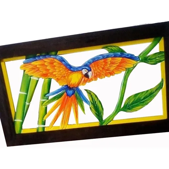  Cuadro Tallados Y Pintados Decoración  Willis Pájaros 