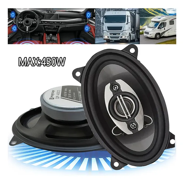 Bocinas 4 pulgadas 4x6 Coaxiales For Auto Carro 4 Vies 2 unidades Color Black 450W