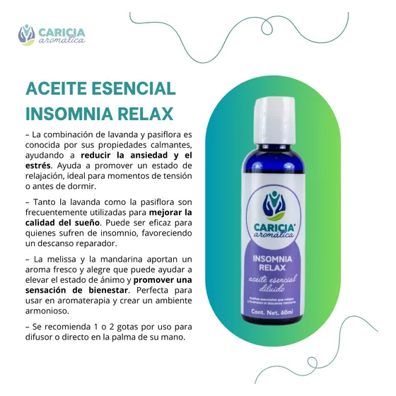 Aceite para Masaje Insomnia 60ml Para Dormir Profundo Elimina Insomnio Y Estrés Caricia Aromatica