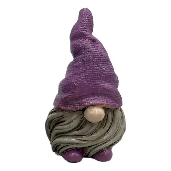 Gnomo Duende  Em Resina  6cm Elemental Wiccaa Roxo