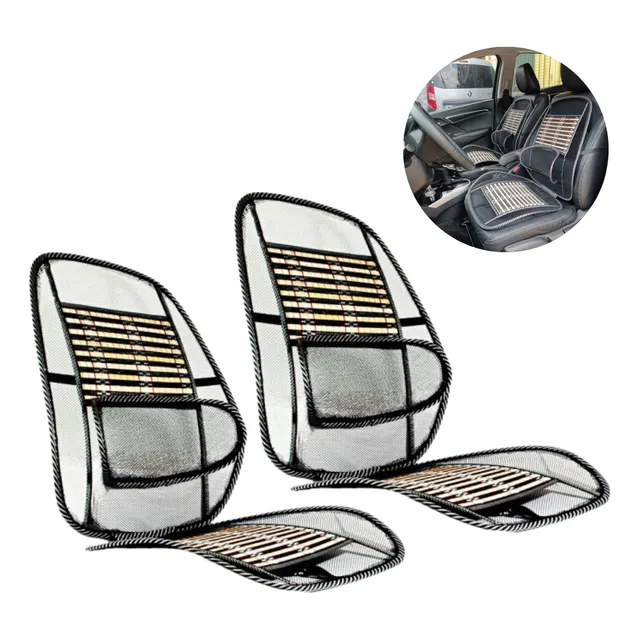 Pack X 2 Cubre Asiento Soporte Lumbar Madera Bamboo P/ Auto