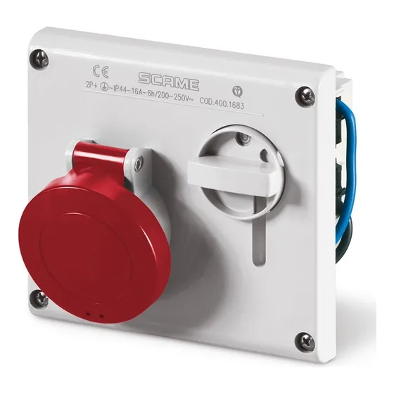 Base Con Bloqueo Empotrable Scame 3p+n+t 16a 346-415v Omnia Rojo