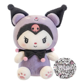 Peluche Kuromi Disfrazada Morada 25cm + 100pzs Pegatinas Peluche Kuromi Disfrazada Morada 25cm + 100pzs Pegatinas
