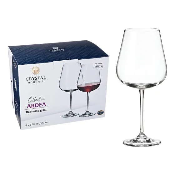 Set X 6 Copa Vino Cristal 670 Ml Bohemia Ardea Degustacion Transparente