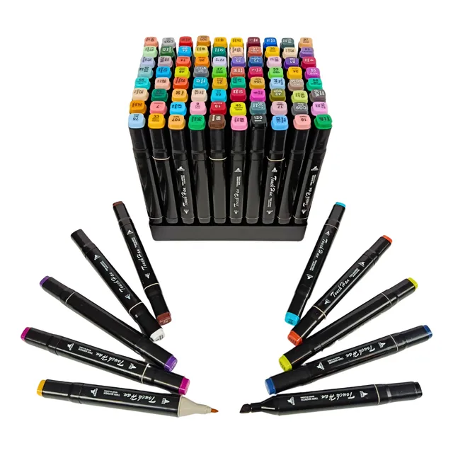 Marcadores Fibrones X80 Doble Punta + Estuche Alcohol Dibujo