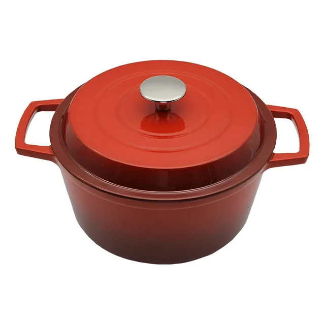 Olla De Hierro Fundido Esmaltada Roja - 28 Cm
