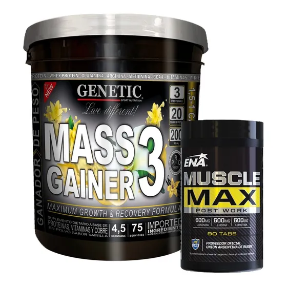 Crecimiento Muscular Gainer 4,5 Kg Aminos Muscle Max Genetic