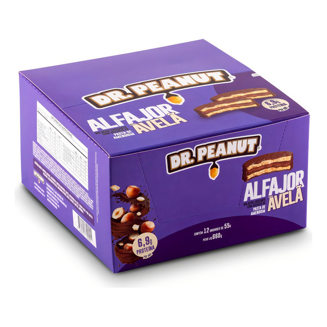 Kit C/12 Barrinhas Alfajor Dr. Peanut Avela 55g Cada Kit C/12 Barrinhas Alfajor Dr. Peanut Avela 55g Cada