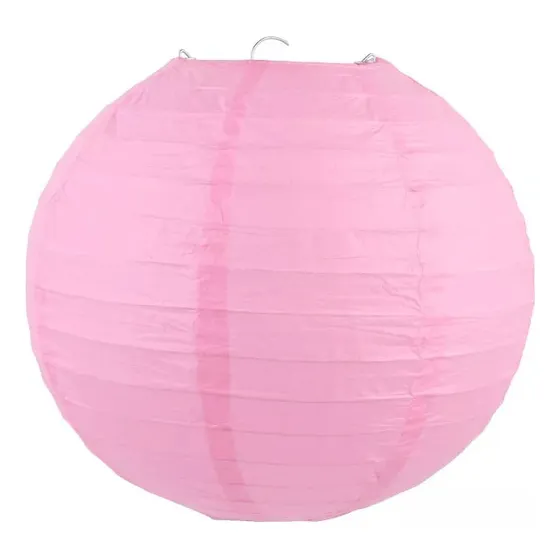 Lampara Papel Linterna Pantallas Chinas 30cm Colors 12pz Estructura Rosa