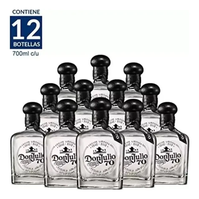 Caja De 12 Pz Tequila Don Julio 70 Añejo Cristalino 700 Ml