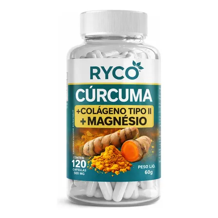 Cúrcuma Com Colágeno Tipo 2 + Cloreto Magnésio 120 Cápsulas Sem Sabor