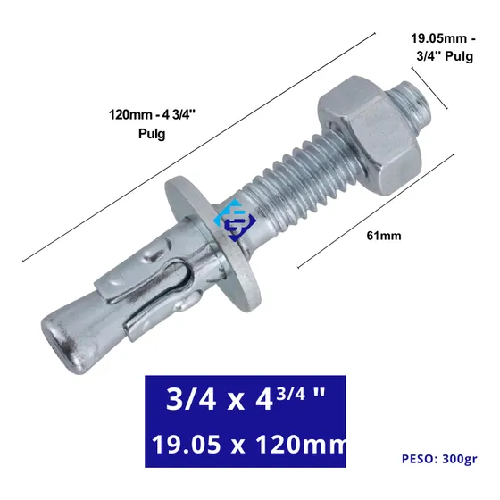 Anclaje Perno 19x120mm PuLG Ramplug Tipo Hilti Expansivo