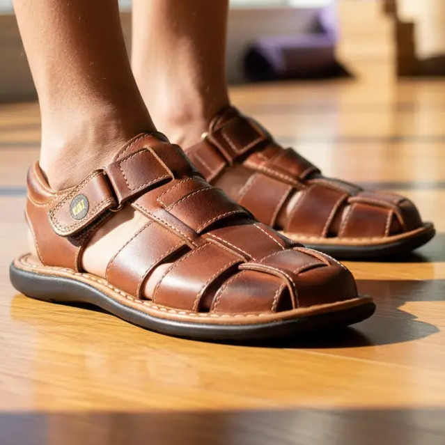 Sandalia Masculina em Couro com Alca