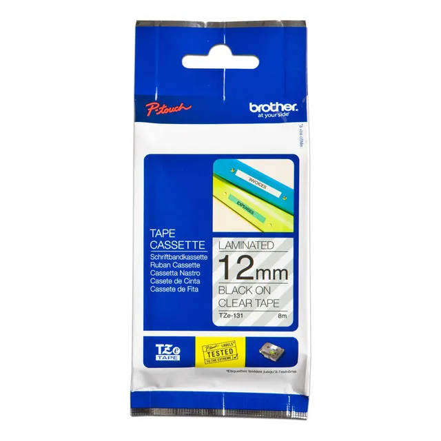 Cinta Brother Tze131, Negro En Transparente Para Impresora