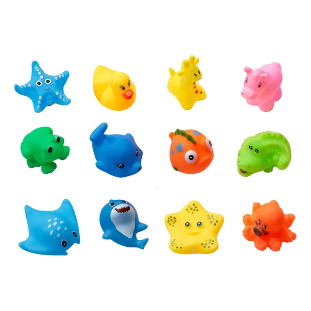 Animales X 8 Juguetes Chillones De Piscina Bañera Baño Tina 