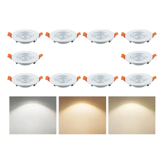 Empotrado Spot Led 7w 3 Tonos De Luz Pack 10 Lamparas Estructura Blanco