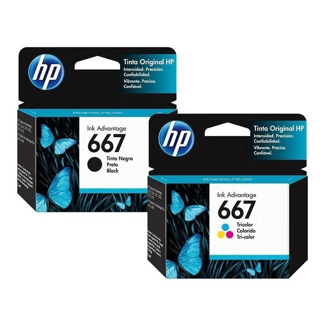 Tinta Hp 667 Negra Original + 667 Tricolor Original