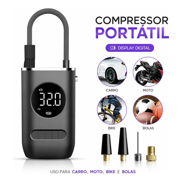 Calibrador De Ar Digital Para Pneu Portátil Compressor Usb Calibrador De Ar Digital Para Pneu Portátil Compressor Usb