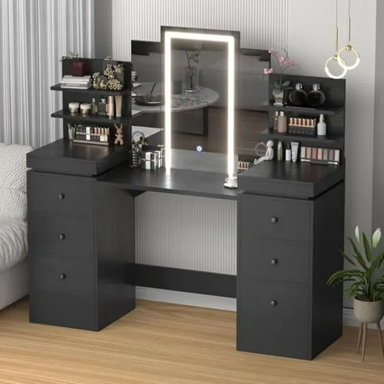 Espejo Vanity Con Luz Y 8 Cajones - Mesa De Maquillaje 57