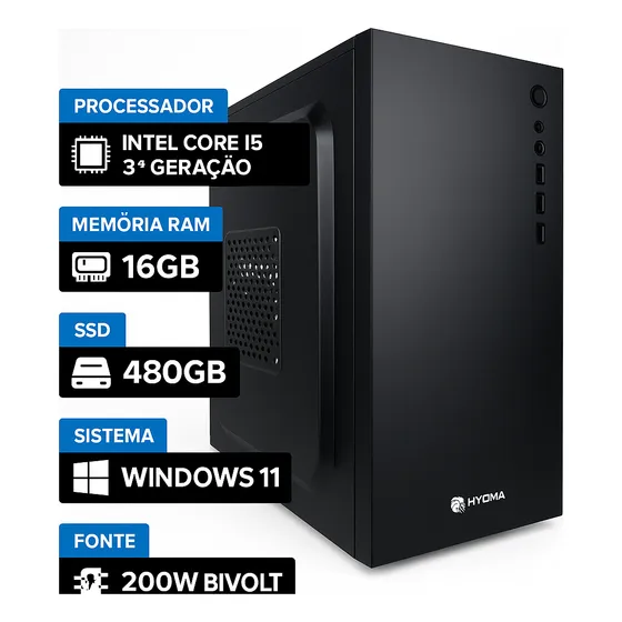 Pc Computador Cpu Core I5  Ssd 480gb + 16gb Memória E Wi-fi