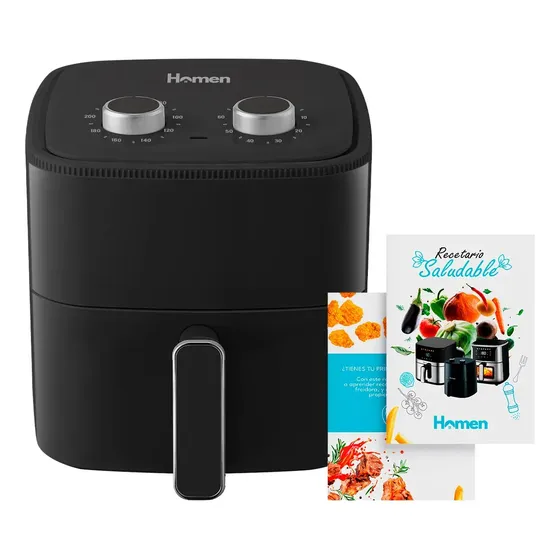 Freidora De Aire 4.2 Litros 1200w Homen Con Tecnología 360° Negro