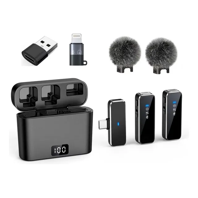 Micrófono Inalámbrico Recargable Solapa Para iPhone Y Tipo C