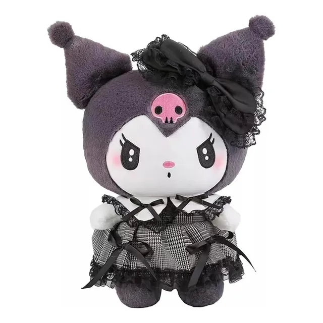 Muñeca De Peluche Koromi Adorable Con Vestido Uniforme,Peluche Kuromi Peluche Muñecas Infantiles Adorable ,Regalos Para Niña Niños,Color Negro,Viene con una bolsa de regalo