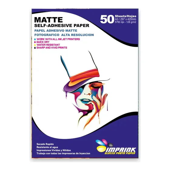 Papel Adhesivo Matte Fotografico Opaco A3/135g/50 Hojas