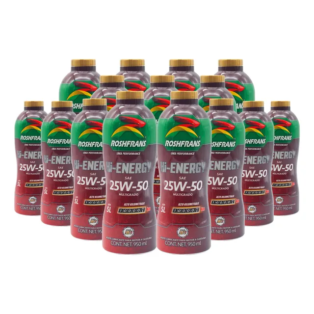 Aceite De Motor Roshfrans 950 Ml Hi-energy 25w50 Kit 15 Pzas