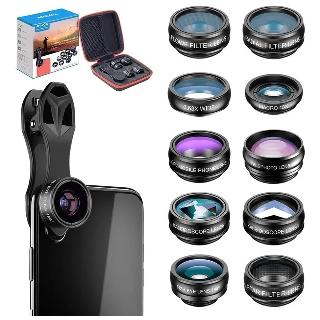 Kit Lentes Filtros Apexel 10 Em 1 Para Celular Universal 