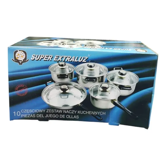 Ollas De Acero Inoxidable Marca Extra Luz, Tapa De Vidrio