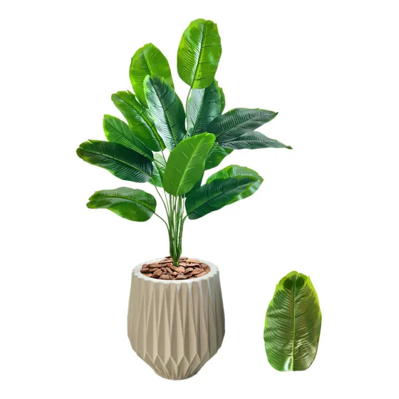 Bananeira Buquê Planta Artificial Com Vaso Polietileno