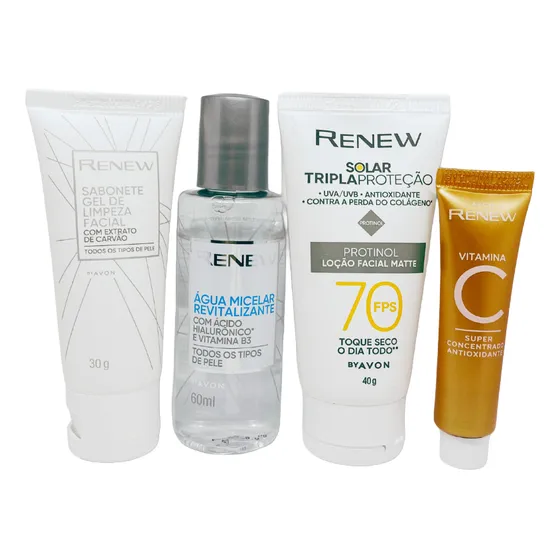 Gel De Limpeza + Água Micelar + Vitamina C + Protetor Solar