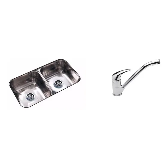 Juego Cocina Pileta Johnson Cc37 Fv Kansas 411.04/24 Color Acero Inoxidable
