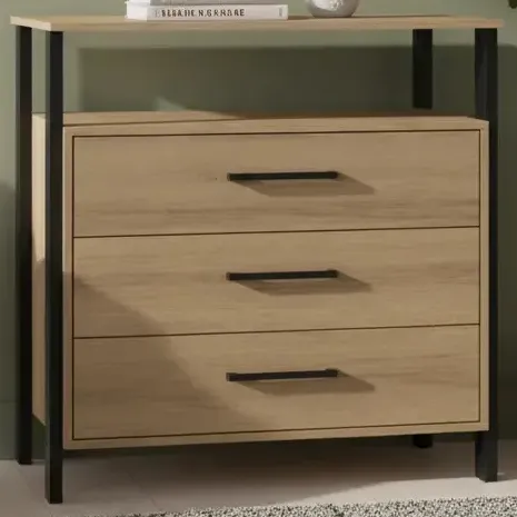 Comoda Cajonera Chifonier - Dormitorio Estilo Industrial Color Miel\u002FNegro | Cuotas sin interés