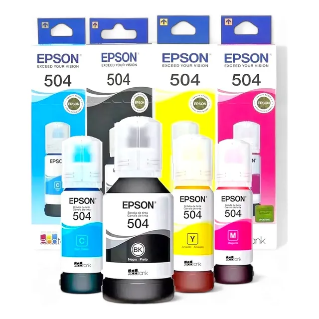 Kit de 4 recambios de tinta para Epson T504 L4150 L4260 L14150 L6270 Tinta amarilla/cian/magenta/negra