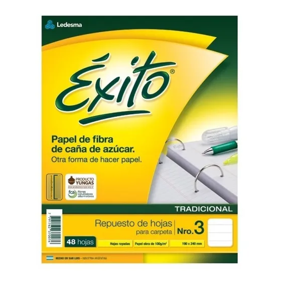 Repuesto Éxito 48 Hojas Rayadas Clásicas X10