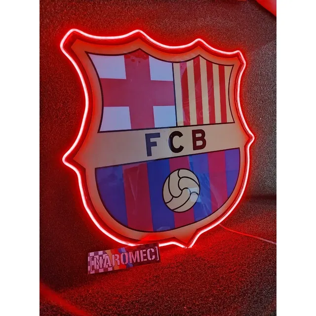 Cuadro Escudo Resina Tipo Espejo Fc Barcelona Neon Flex