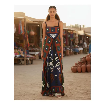 Vestido Midi Farm Rio Lenço Tropical