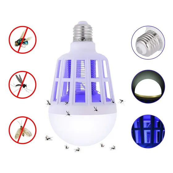 Lampara Mata Mosquitos Bombilla Led 15w E27 2 Modos