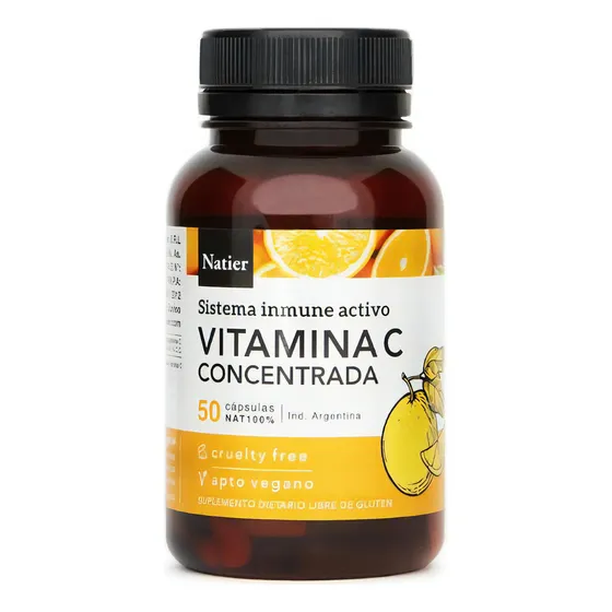 Vitamina C Concentrada Natier Sistema Inmune Activo X 50 Cápsulas