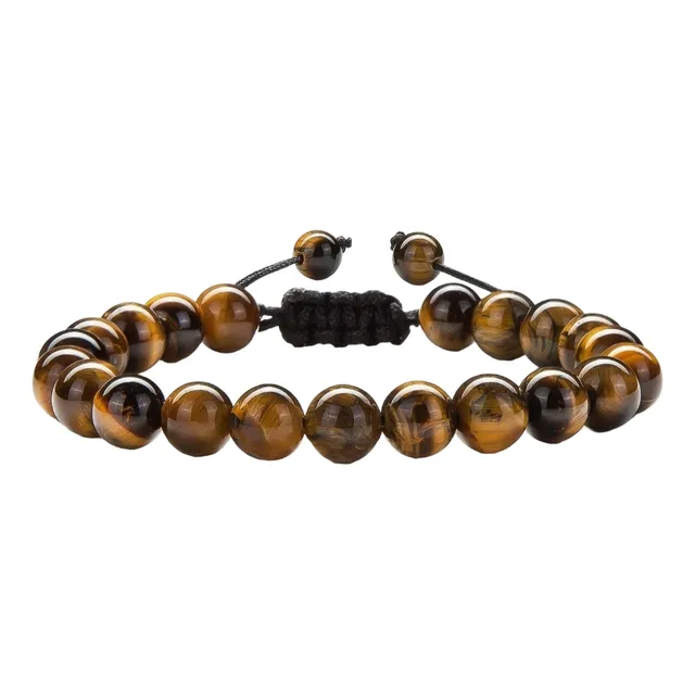 Pulsera De Piedra Natural Ojo De Tigre Brillante