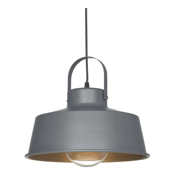 Lampara Colgante Vintage Metal Pantalla 33cm Con Herradura Estructura Gris
