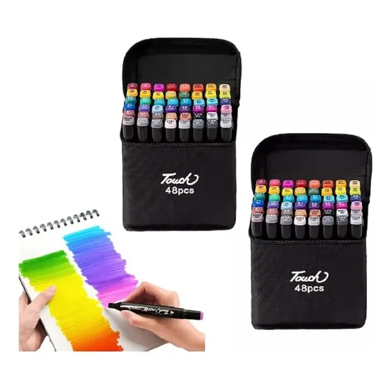 Set 48 Marcadores Lapices Colores Plumones Doble Punta Pince