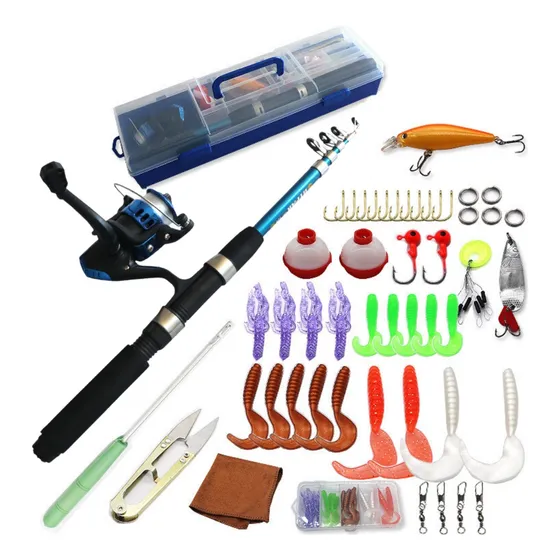 Set Pesca Caña De Pescar Telescopica Mosquero Carrete Niños
