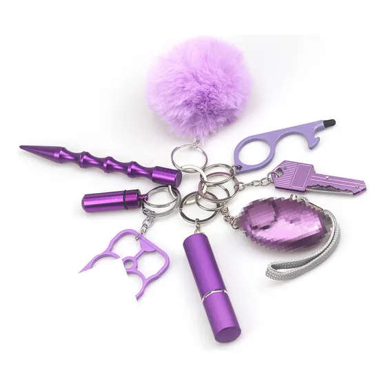 Llaveros Defensa Personal Con Alarma Para Mujeres 8pzs Set